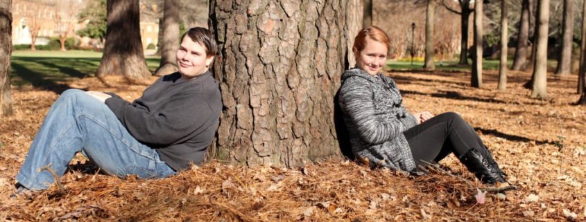 two teens doing online speech therapy