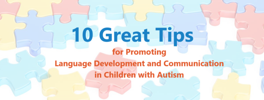 jigsaw puzzle image discussing the promotion of language in children with autism