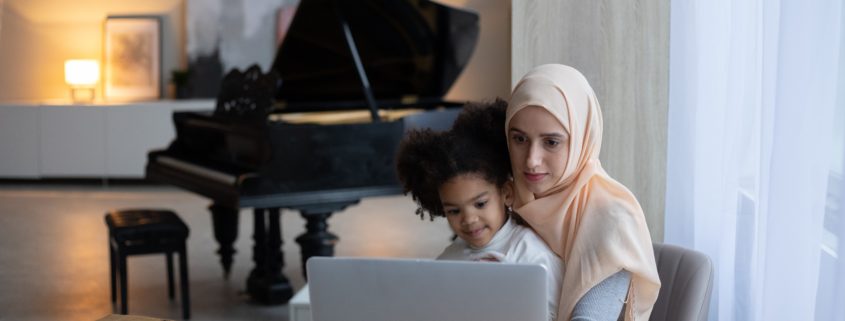 a mother and daughter on a screen together