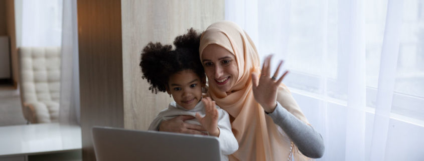 language development skills being worked on at home. Mother and daughter