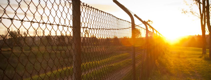 fence with a sunset in the background