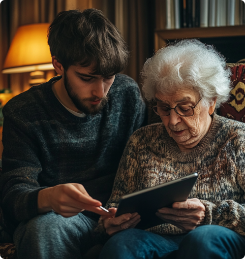 Man and woman with laptop